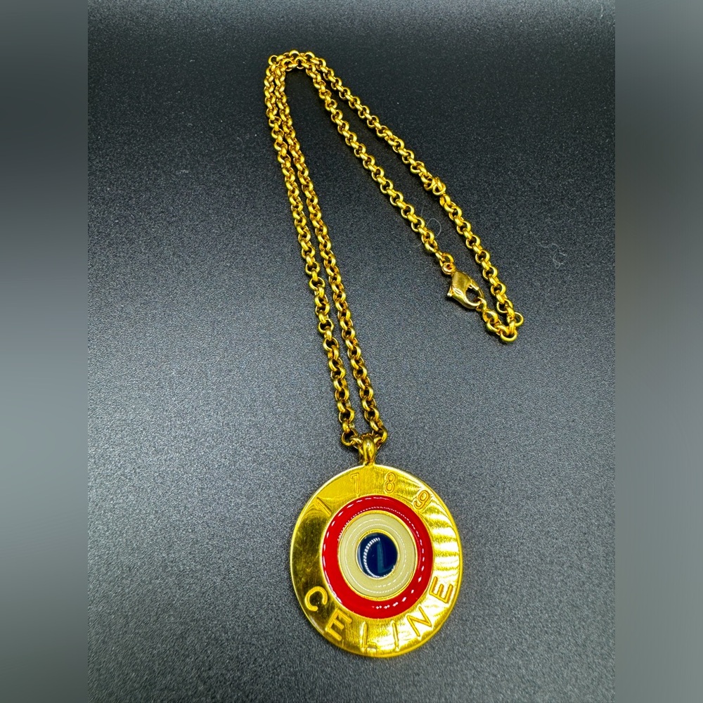 LOT 1456 24K gold plated old Celine vintage necklace